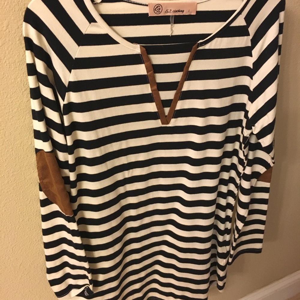 Striped elbow patch dress